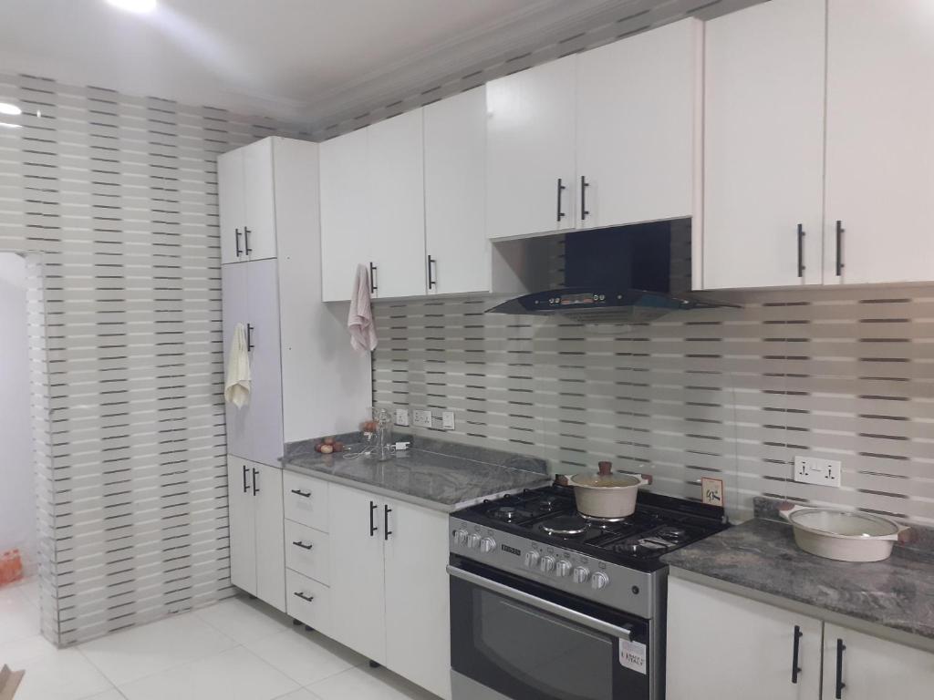 Kuchyň nebo kuchyňský kout v ubytování Whitestown apartments