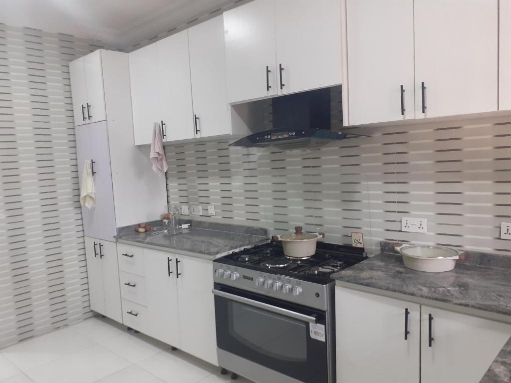 Kuchyň nebo kuchyňský kout v ubytování Whitestown apartments