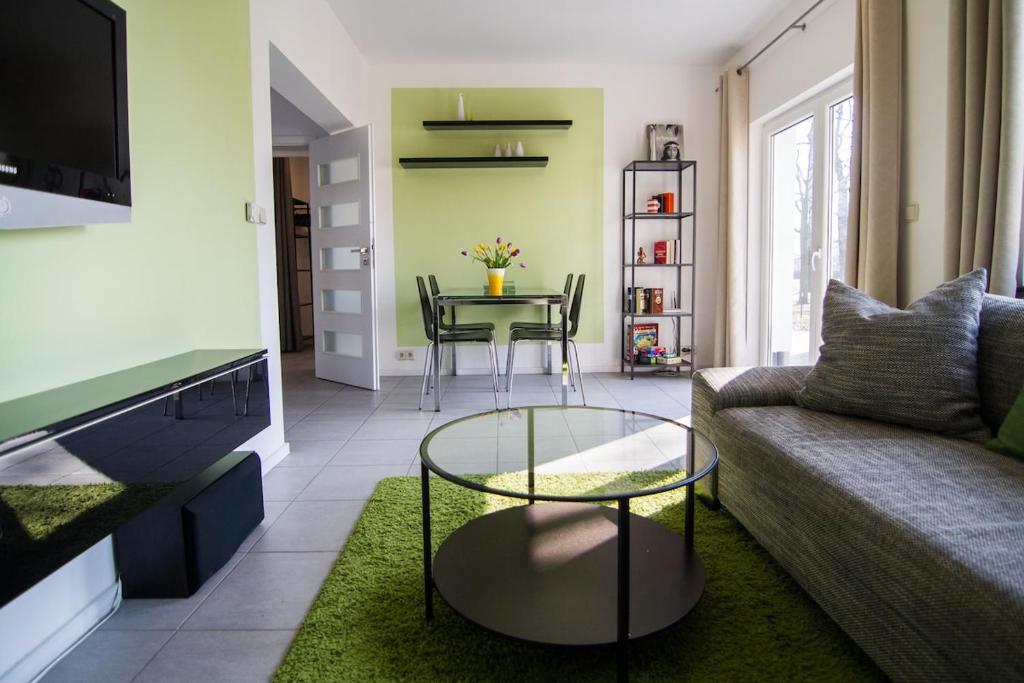 Χώρος καθιστικού στο Ferienwohnung mit Sauna im Leipziger Süden