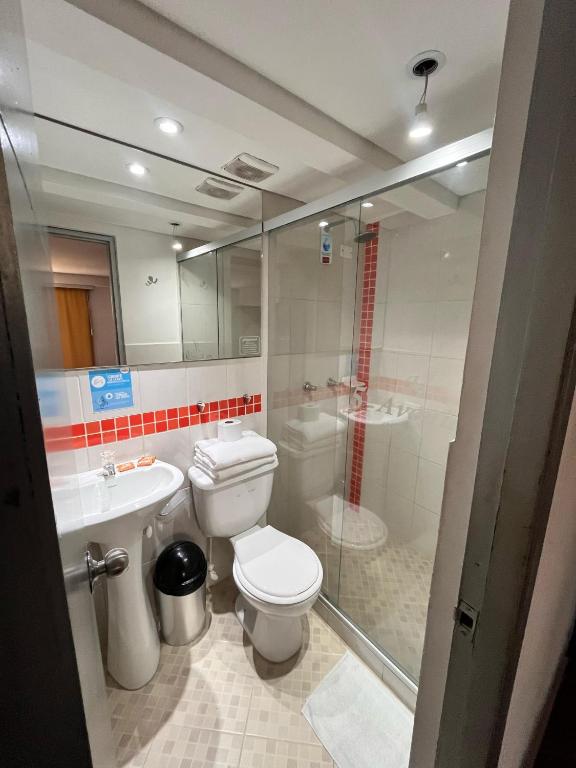 Koupelna v ubytování Hotel Quinta Avenida
