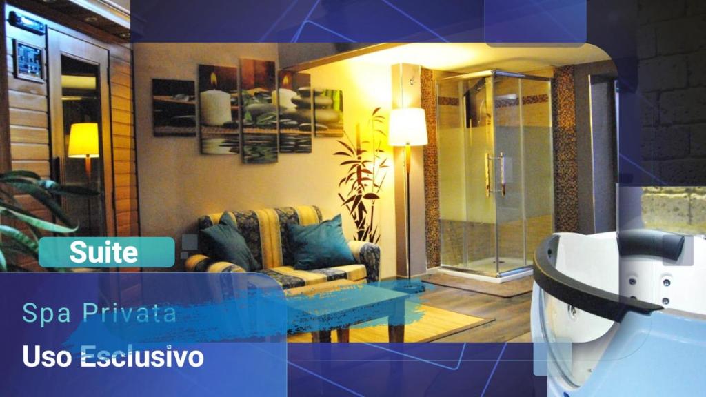a room with a couch and a table in a room at B&B Etna Taormina in Randazzo