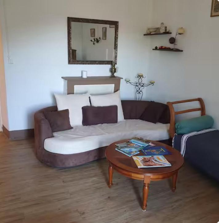 un salon avec un canapé et une table basse dans l'établissement Appartement Caprunale Rivière & Maquis, à Manso
