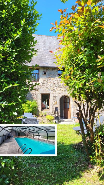 une photo d'une maison avec une piscine dans l'établissement 17th century house with swimming pool, à Pleurtuit