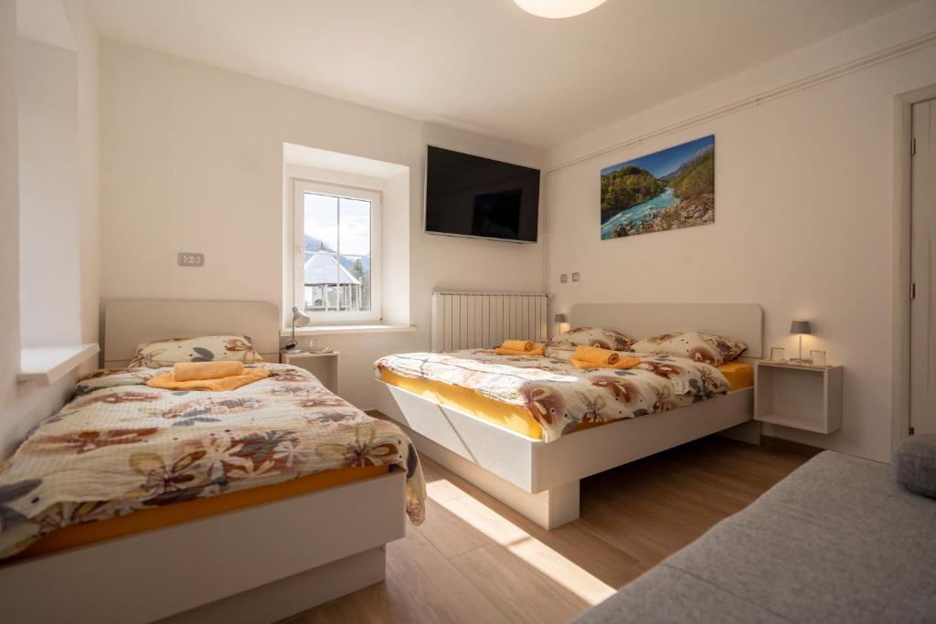 Postel nebo postele na pokoji v ubytování Relax House Soča