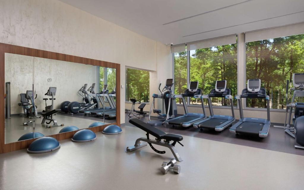 a gym with a lot of treadmills and machines at DoubleTree By Hilton Moscow - Vnukovo Airport Hotel in Vnukovo