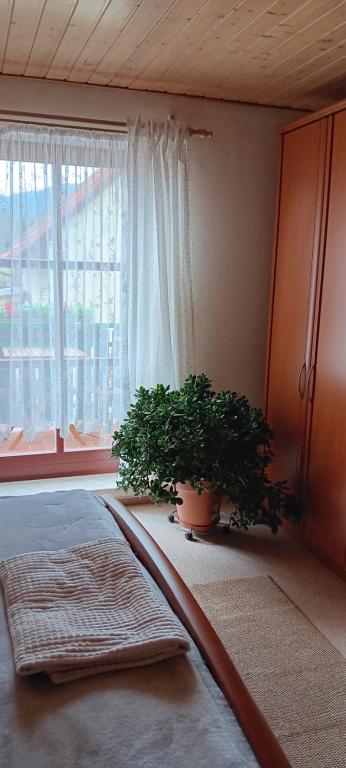 Postel nebo postele na pokoji v ubytování Ferienhaus Töpferblick-Hartau