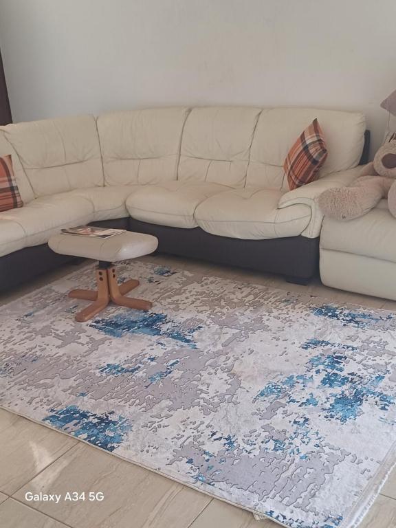 a living room with a couch and a rug at Luxe lagoon guest house in Kasongha