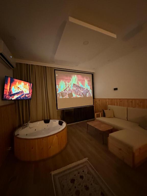 TV a/nebo společenská místnost v ubytování Aurora Suit Bungalov