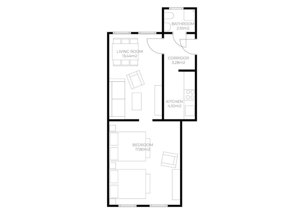 a floor plan of a house at Fast Wifi I 4 min to U3 Zipperer Straße in Vienna
