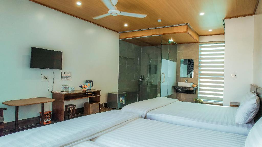Postel nebo postele na pokoji v ubytování Homestay Thiên Cầm