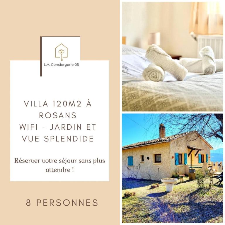 Ένα ή περισσότερα κρεβάτια σε δωμάτιο στο Magnifique Villa de 120m2 Jardin et vue splendide WIFI