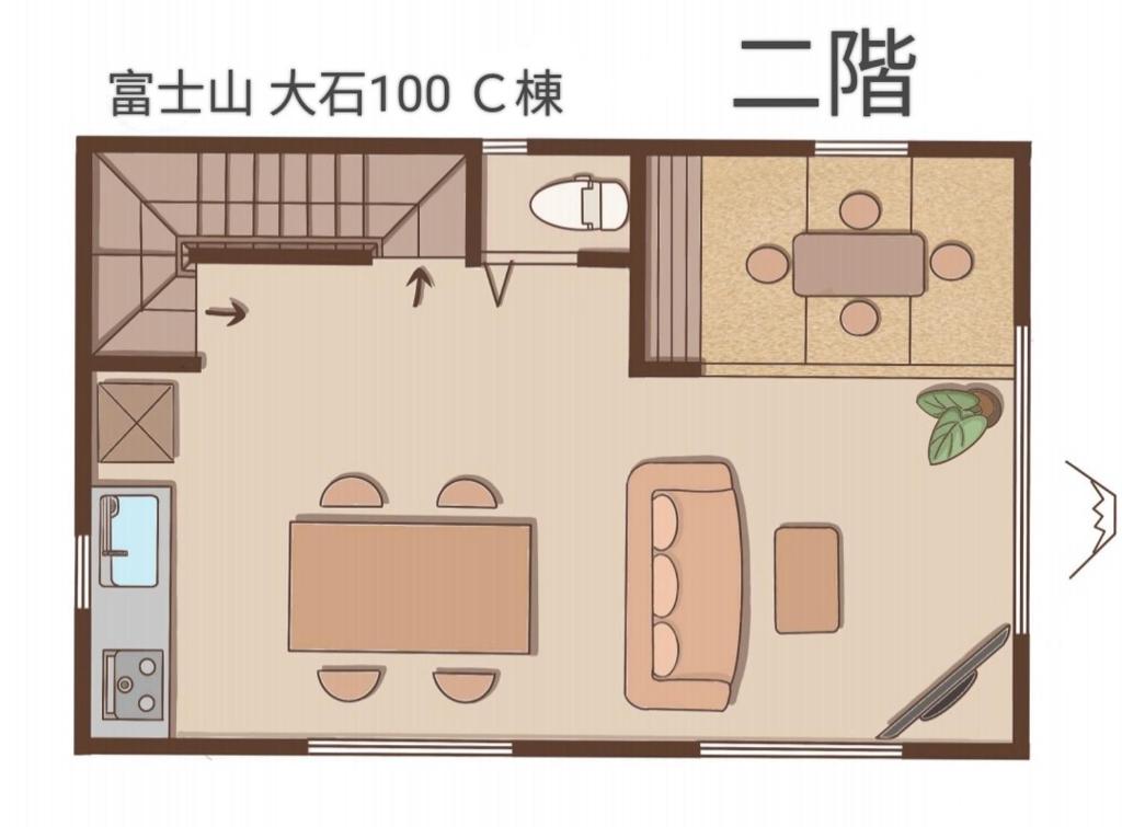 Půdorys ubytování NewOpen大石100C 展望台富士山と河口湖を望む近大石公園歩いて4分