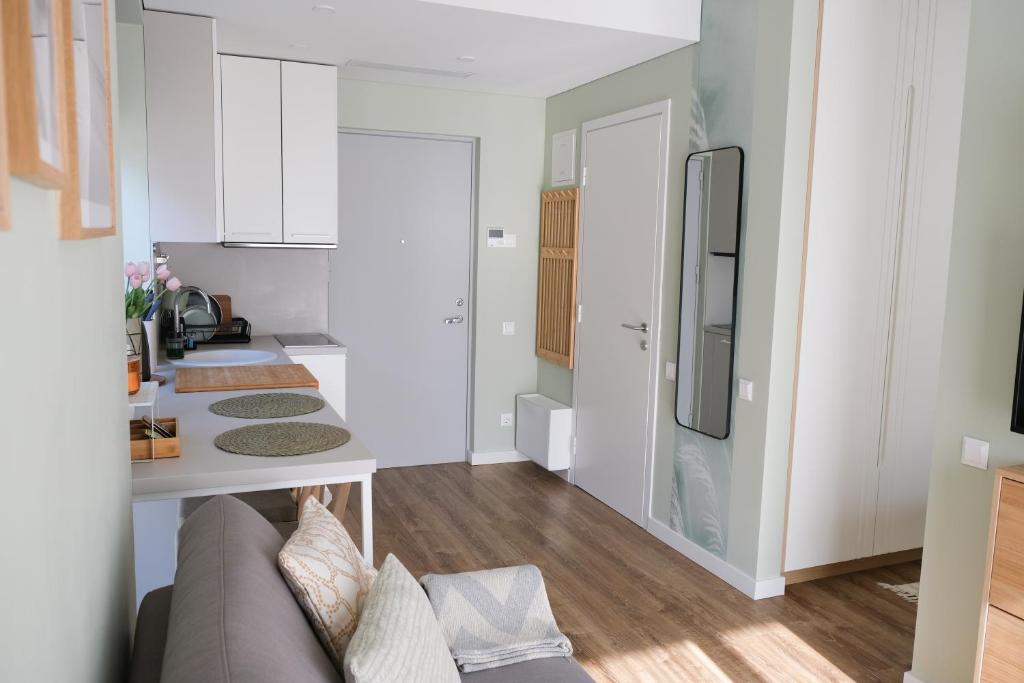 Kuchyň nebo kuchyňský kout v ubytování Neringarent STUDIO-APARTAMENTAI