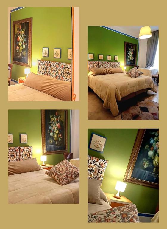 a collage of four pictures of a bedroom with two beds at Le Caserie Locanda di Charme in Marsala