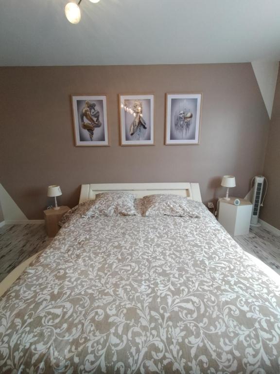 Postel nebo postele na pokoji v ubytování La Maison au bord de Saône