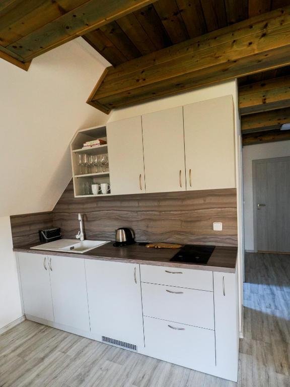 Kuchyň nebo kuchyňský kout v ubytování Apartmány Křivoklát