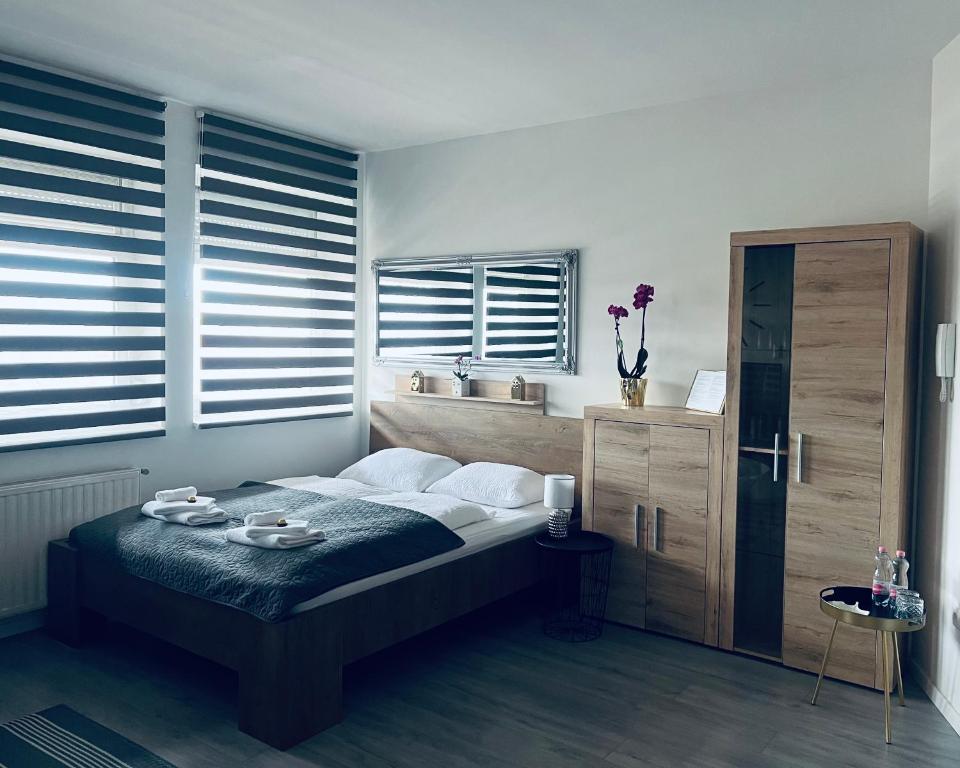 Postel nebo postele na pokoji v ubytování Hajna Apartman