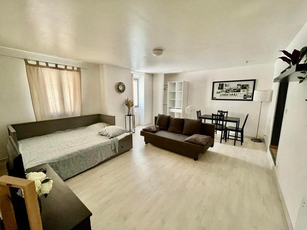 une chambre avec un lit, un canapé et une table dans l'établissement Le Bien Placé tout confort, à Orange