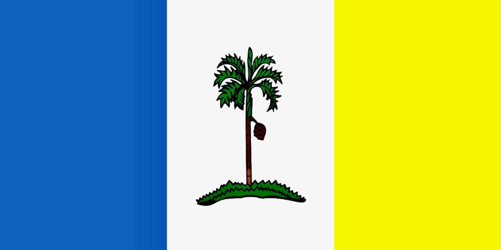 a palm tree in the middle of two colors at Georgetown Homestay in George Town