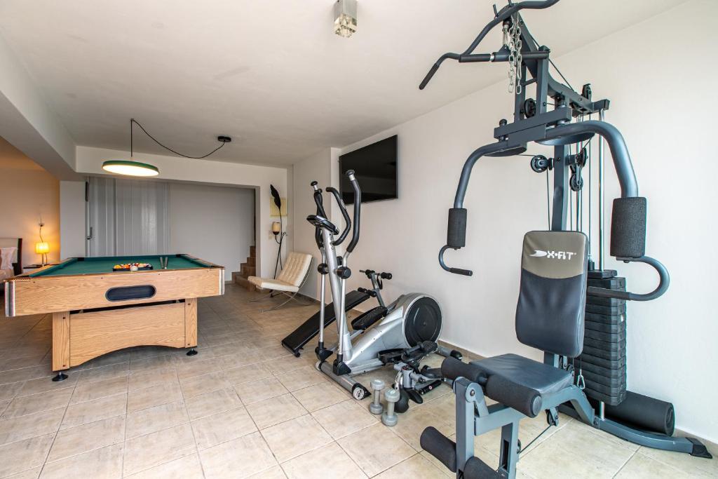 Fitness centrum a/nebo fitness zařízení v ubytování Villa Nicolas Plaka With Sea View