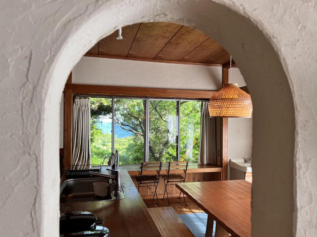 A seating area at Shobuzawa Log