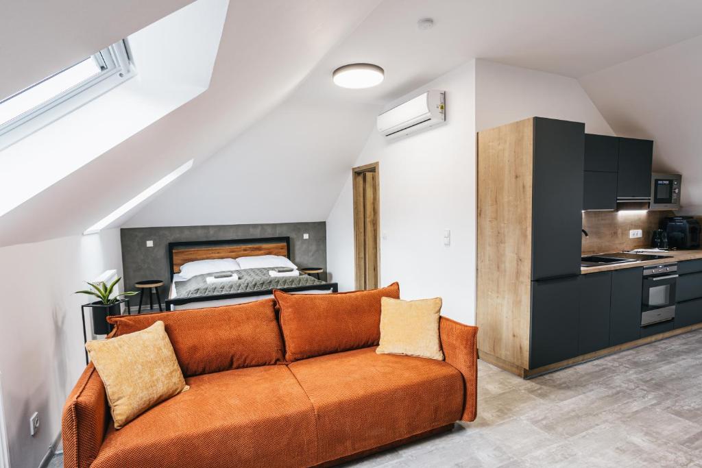 Kuchyň nebo kuchyňský kout v ubytování Apartmány Petra Voka