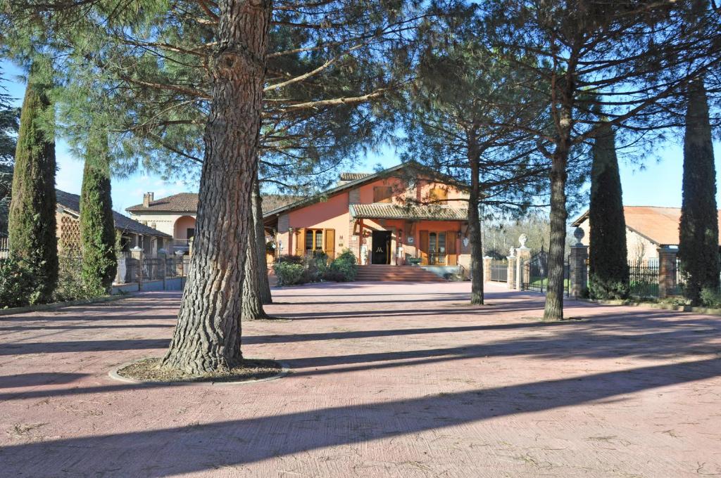 een groep bomen voor een huis bij Agriturismo Corte Montini in Santa Giuletta