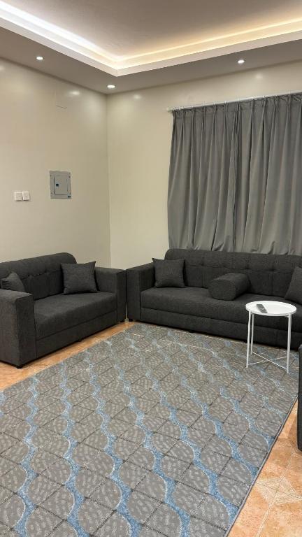 a living room with two couches and a rug at مجمع الخليج للفلل السكنية in Abha