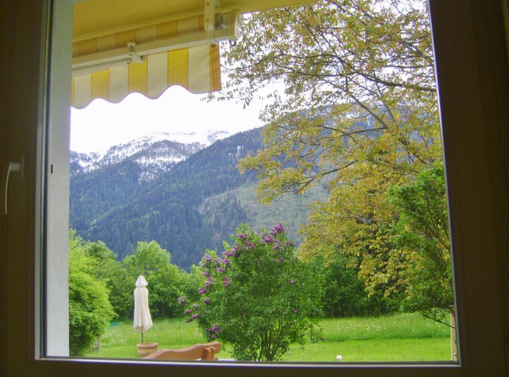 a window with a view of a mountain at Kolarnock in Feld am See