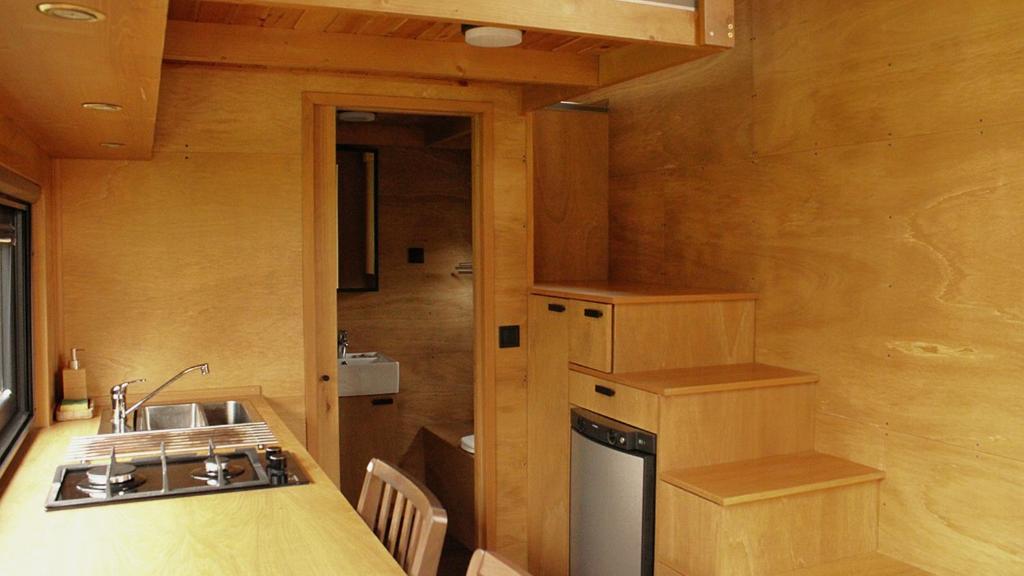 Kuchyň nebo kuchyňský kout v ubytování POP Tiny House Nagymaros
