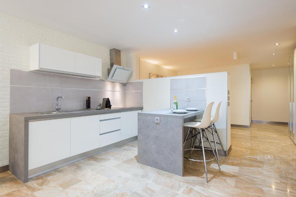 Kuchyň nebo kuchyňský kout v ubytování Suites Garden Loft Picasso