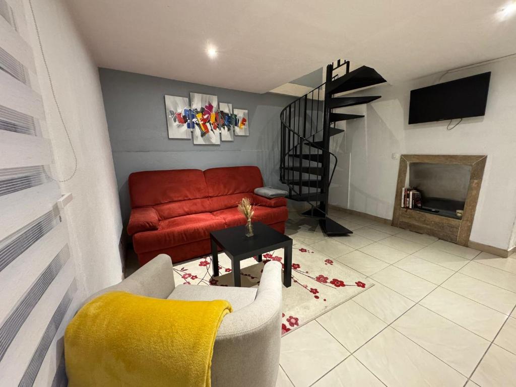 Ruang duduk di T3 duplex terrasse-parking Groupama Stadium LDLCArena