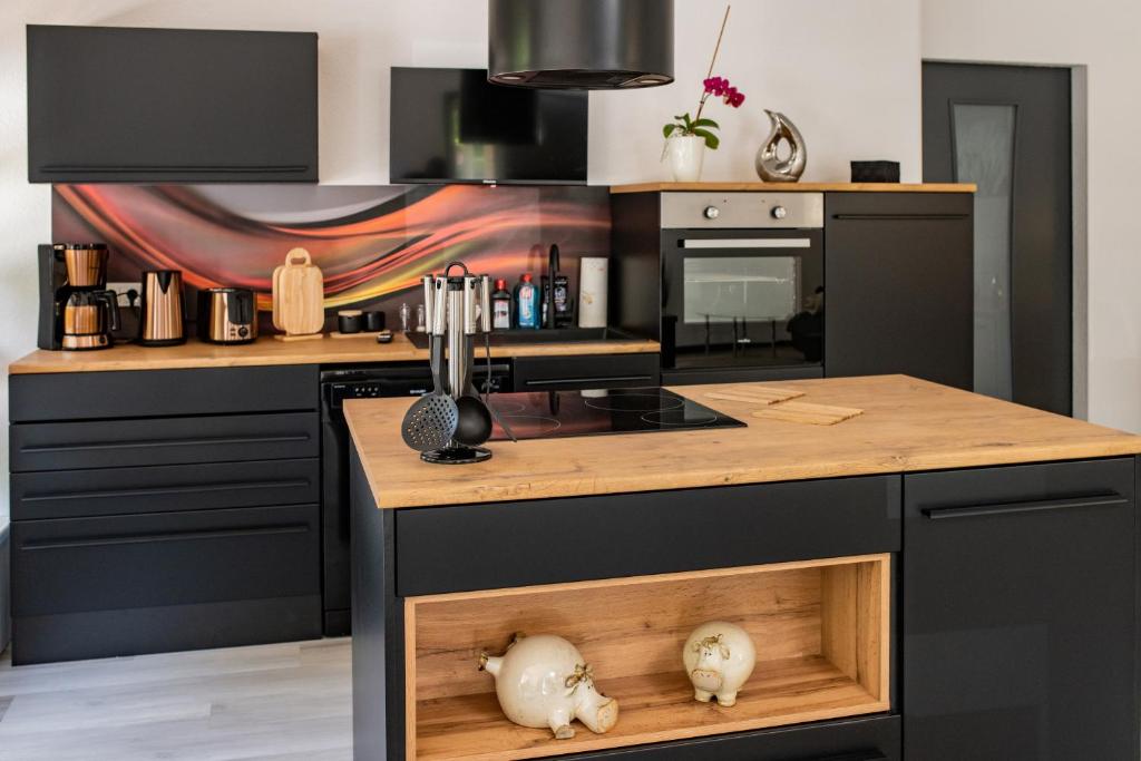 Kuchyň nebo kuchyňský kout v ubytování Ferienwohnung Hopf