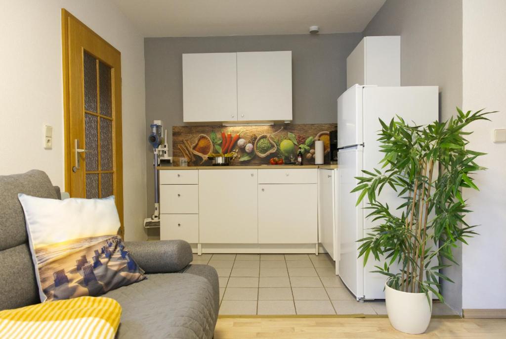 Kuchyň nebo kuchyňský kout v ubytování Ferienwohnung Storchennest