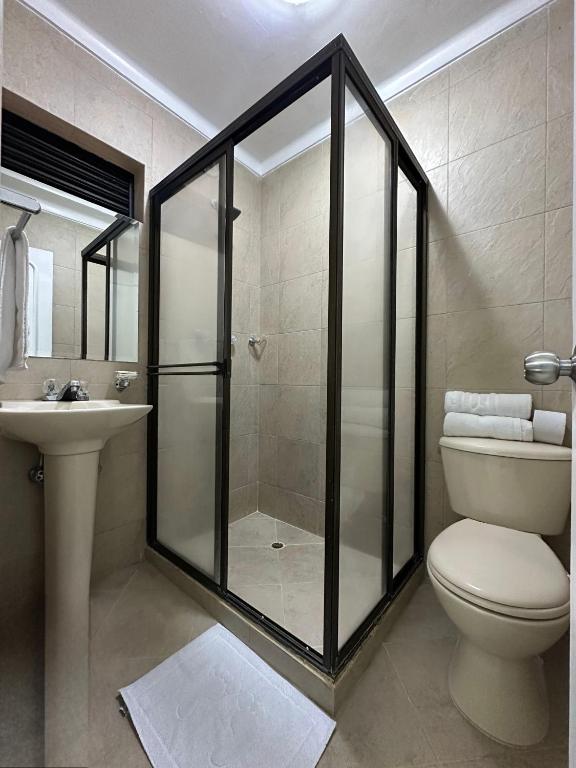 Koupelna v ubytování Hotel Lukas