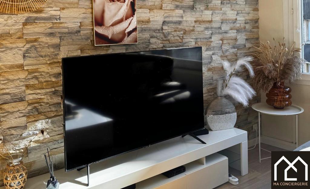 Televízia a/alebo spoločenská miestnosť v ubytovaní La Parisienne entre ville et port 6pers - stationnement