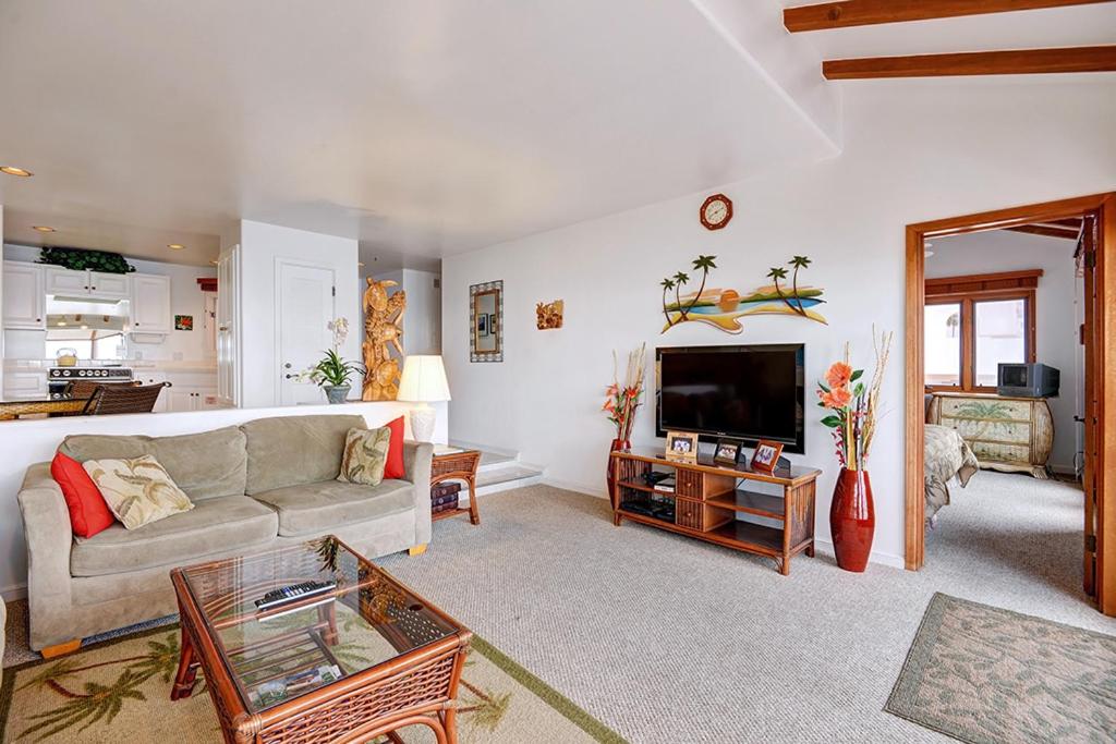a living room with a couch and a tv at H230 - Hamilton Cove Villa 2-30 in Avalon