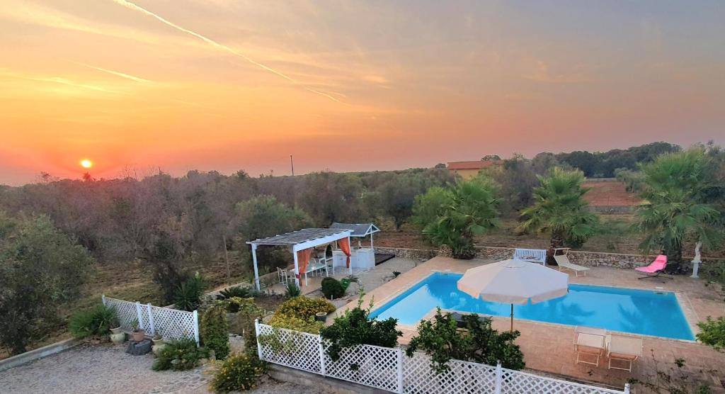 an aerial view of a villa with a swimming pool at Villa Venus, A Countryside Retreat in San Vito dei Normanni