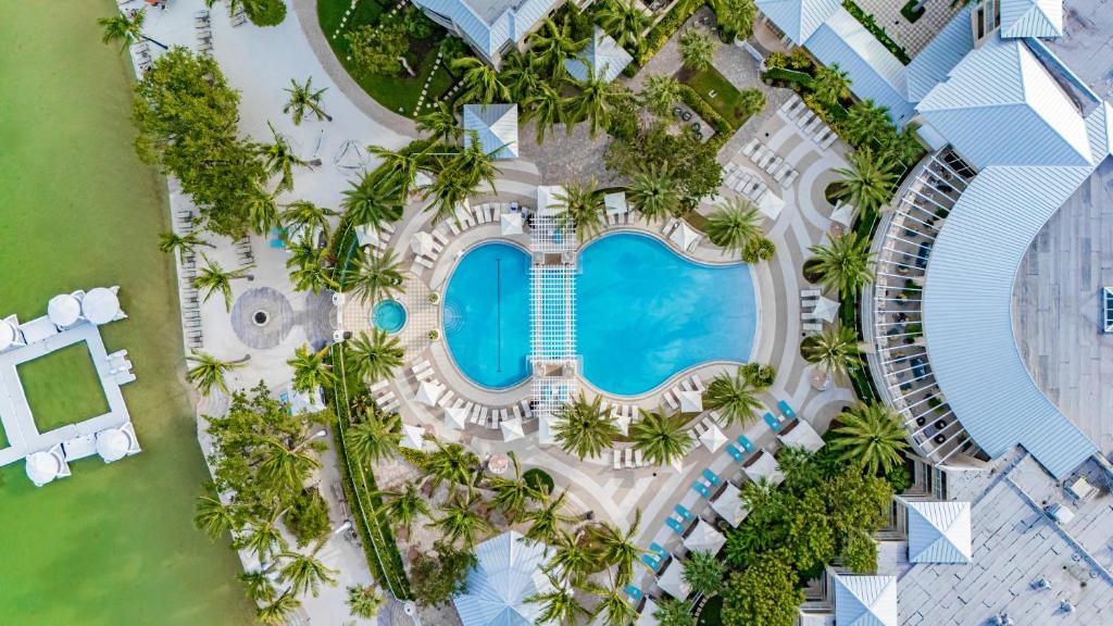 an overhead view of a pool at a resort at Latitudes #34 in Key Largo