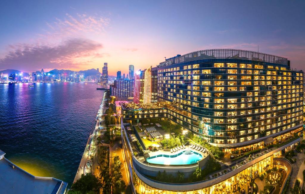 Nespecifikovaný výhled na destinaci Hongkong nebo výhled na město při pohledu z hotelu