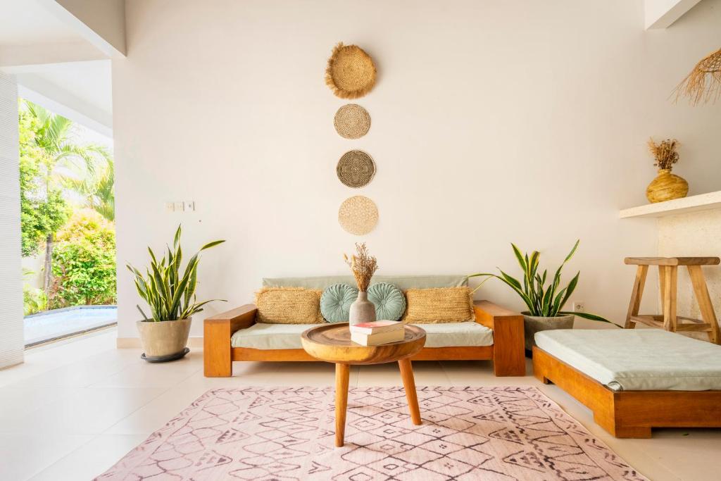 Et opholdsområde på Villa Canggu