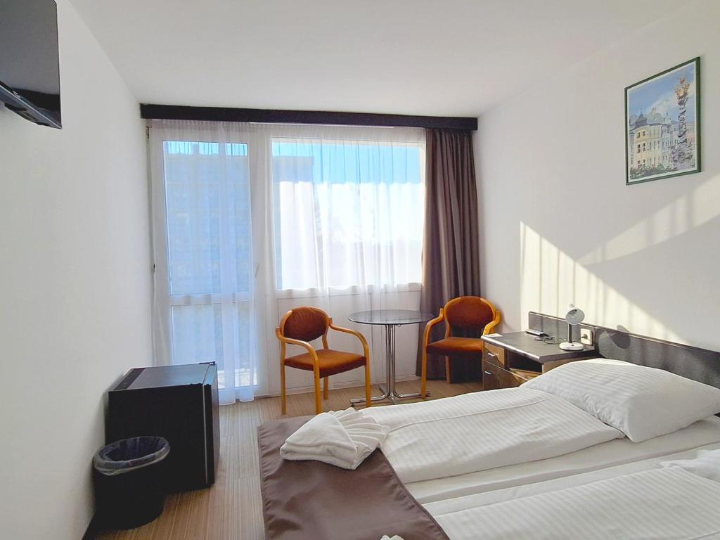 Postel nebo postele na pokoji v ubytování Hotel Hungária