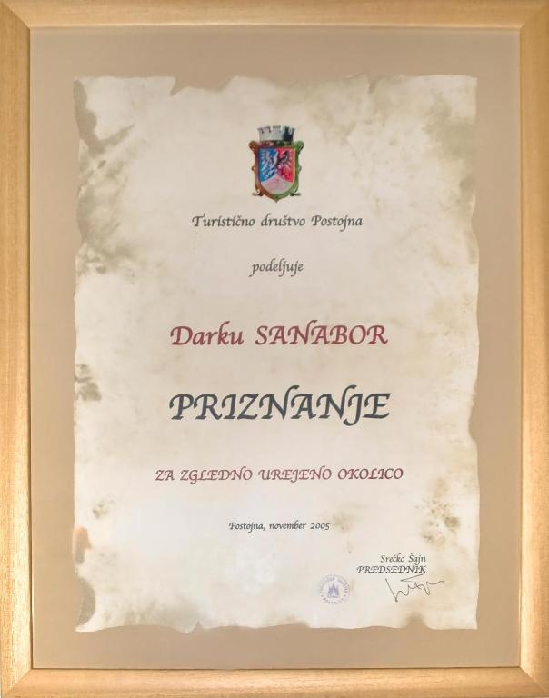 Certifikát, hodnocení, plakát nebo jiný dokument vystavený v ubytování Guesthouse Sanabor