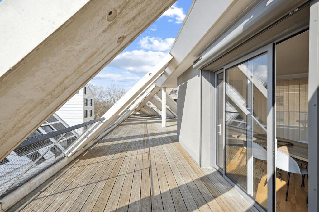 a view from the balcony of a house at spacious and bright apartment in Bordeaux