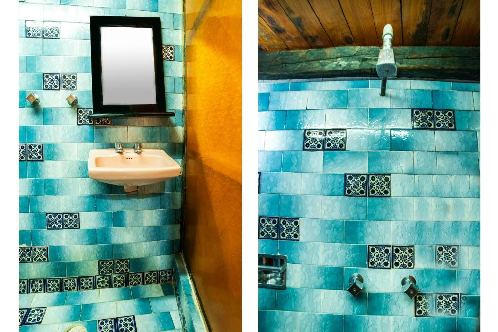 Koupelna v ubytování OYO Hotel El Mineral, Tlalpujahua