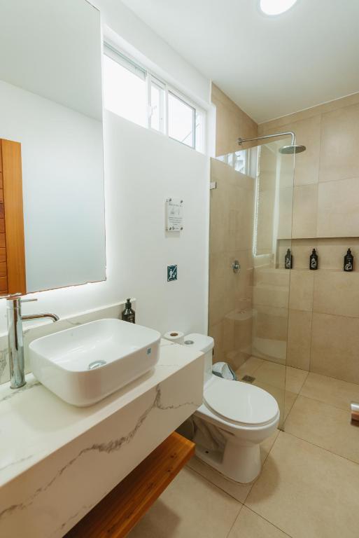 Koupelna v ubytování Hotel Ninfa