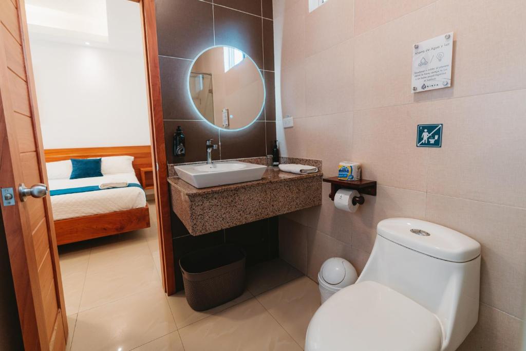 Koupelna v ubytování Hotel Ninfa