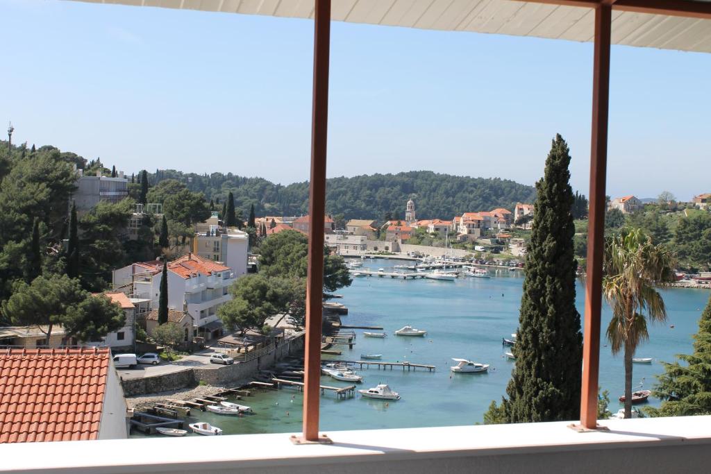a view of a harbor with boats in the water at Apartment Mihael in Cavtat