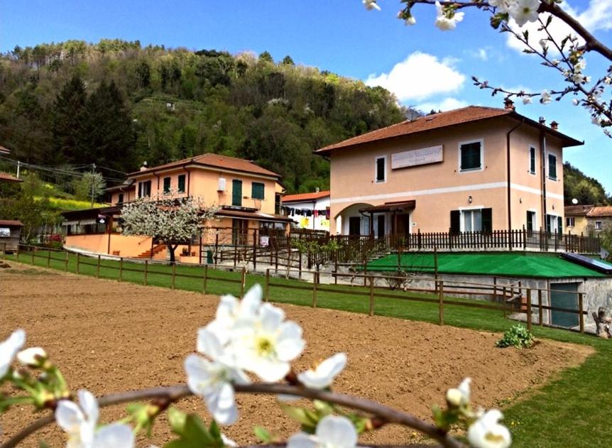 a house with a fence in front of a field at Locanda Da Marco in Pignone
