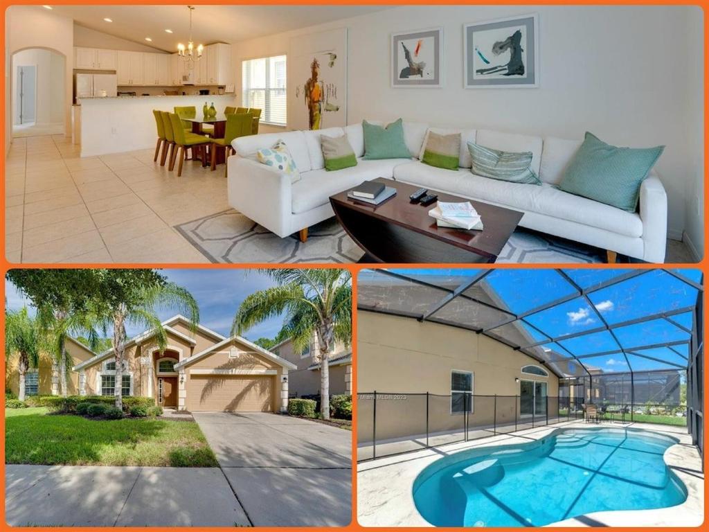 un collage de quatre photos d'une maison dans l'établissement 610 -5-OC-Bungalow & pool at Watersong, à Davenport